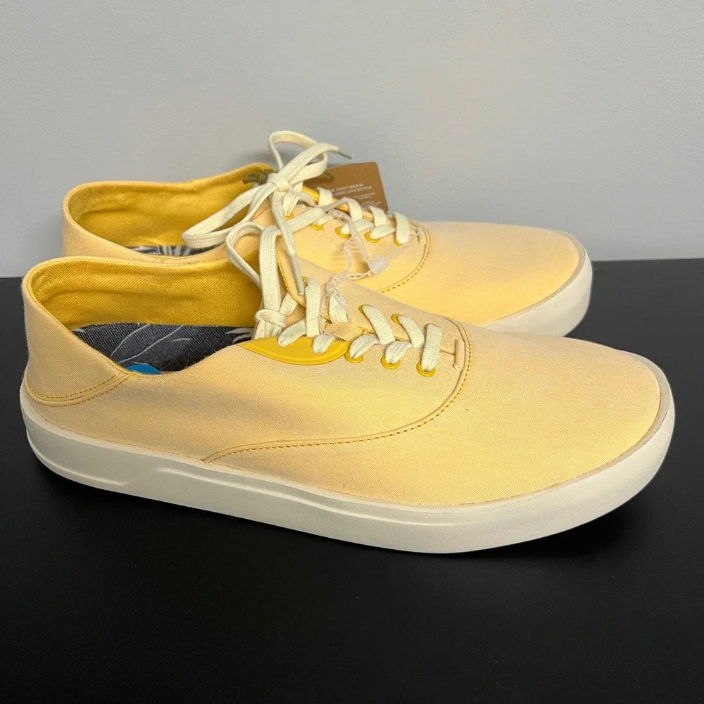OluKai Tradewind Mens Solar Glow Yellow Canvas Sneakers 10533-LXLX Size 10 NEW